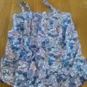 Girls Sparkle Floral Tank Top